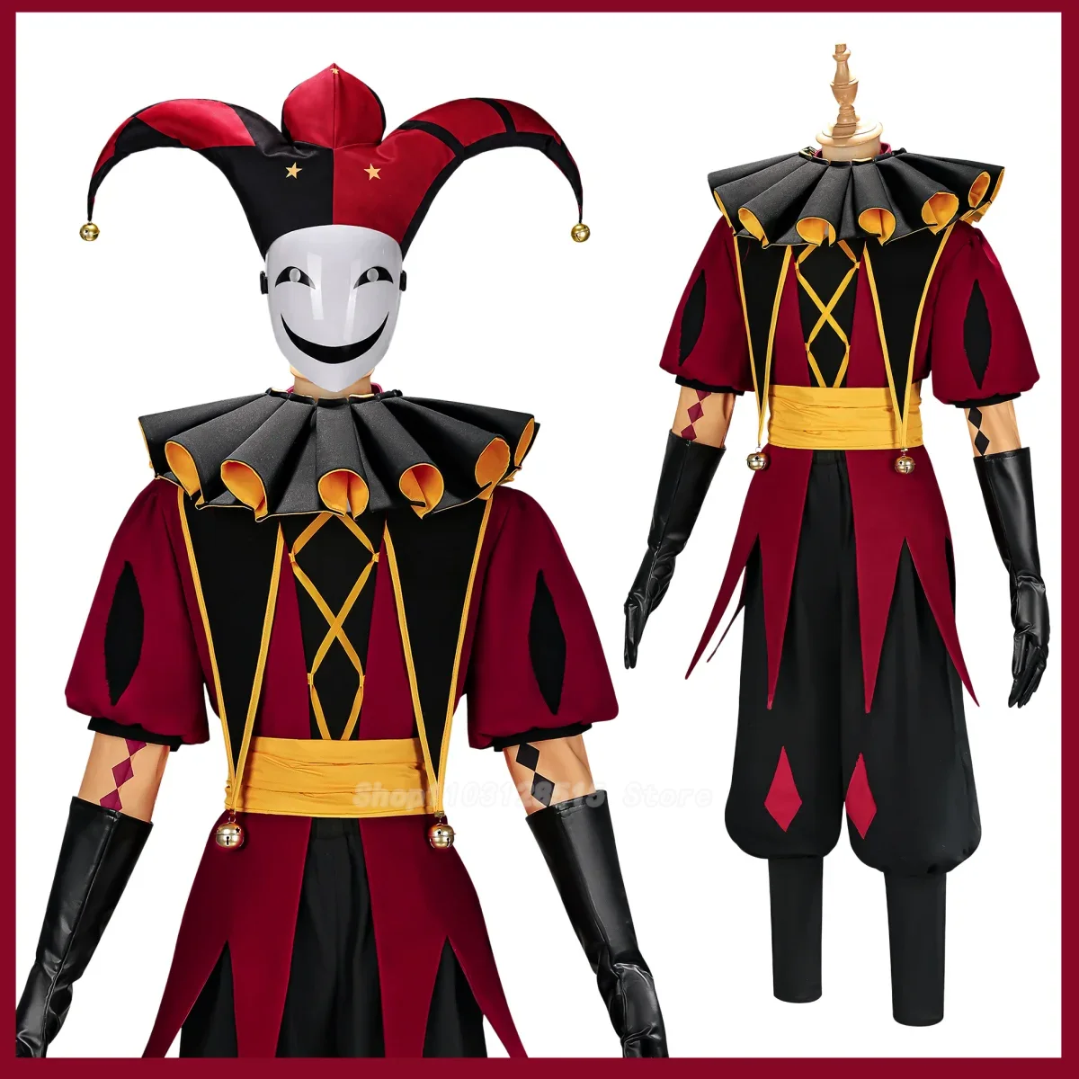 Women'S Red Accessories - Game Pierrot Harlequin Jester Cosplay Costume