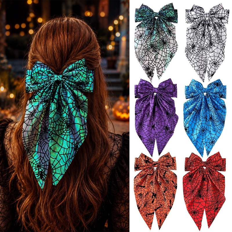 Women'S Emo Accessories - Halloween Spider Web Bow Hair Clips