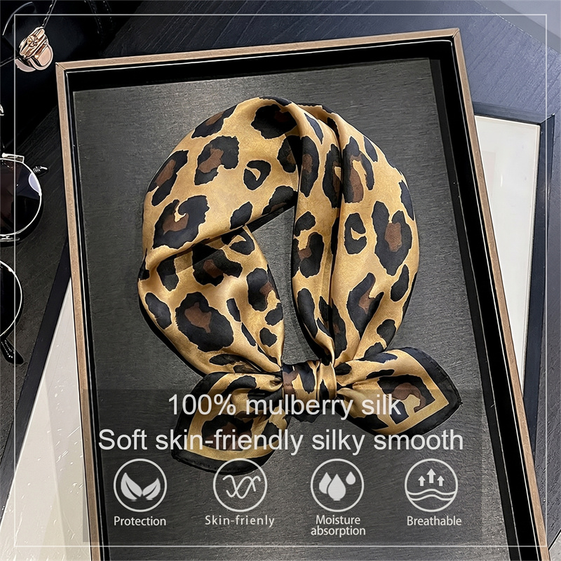 100% Silk Square Scarf Leopard - Silk Scarf Square recension och pris